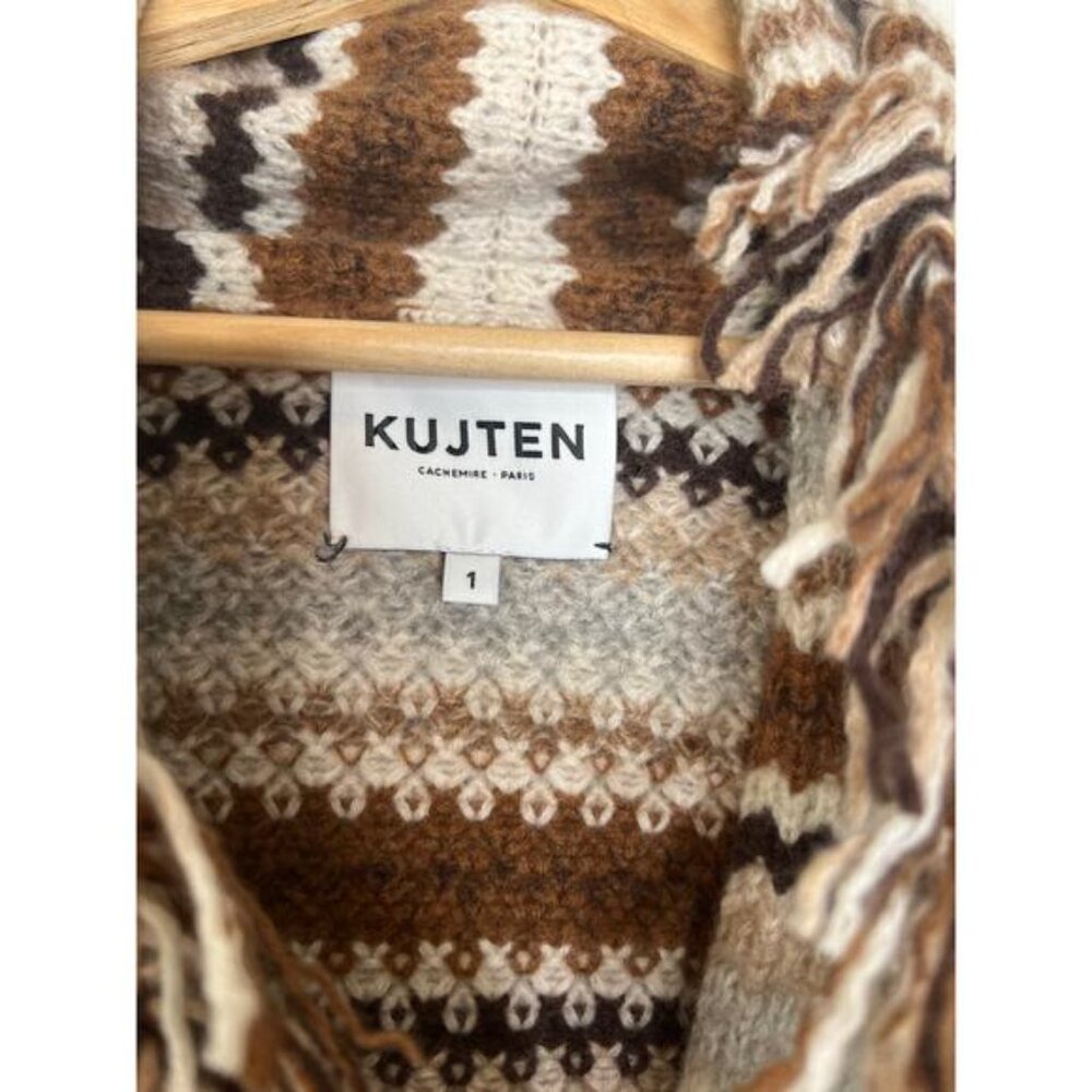 NEW Kujten Paris Zaina Cashmere Belted Waist Long Sleeve Jacket Brown Size: 1 - Picture 4 of 7